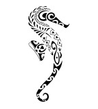 Seahorse Tattoo Design With Simple Black White Color