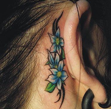 Behind The Ear September Birth Flower Tattoo