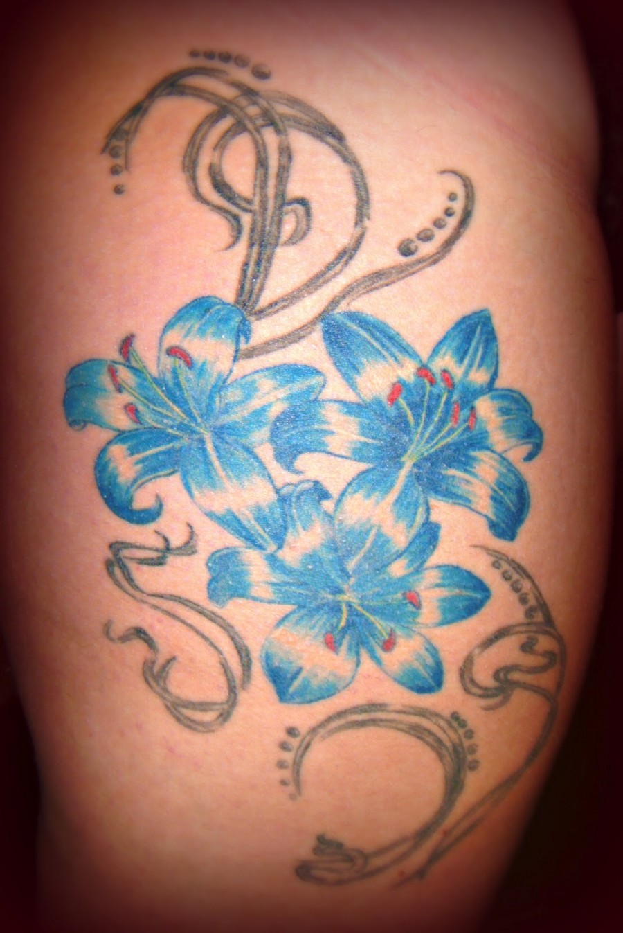 September Birth Blue Flower Tattoo For Girl