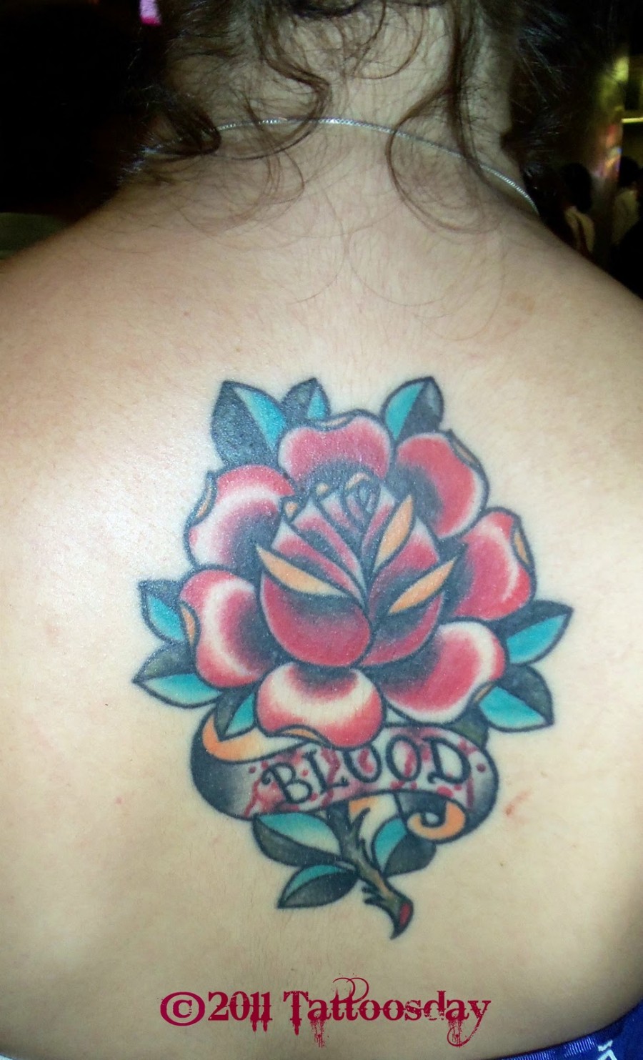 Big Red Flower September Tattoos For Girl