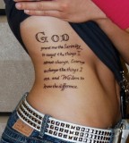 Nice Serenity Prayer Tattoo Designs On Girl's Side Body