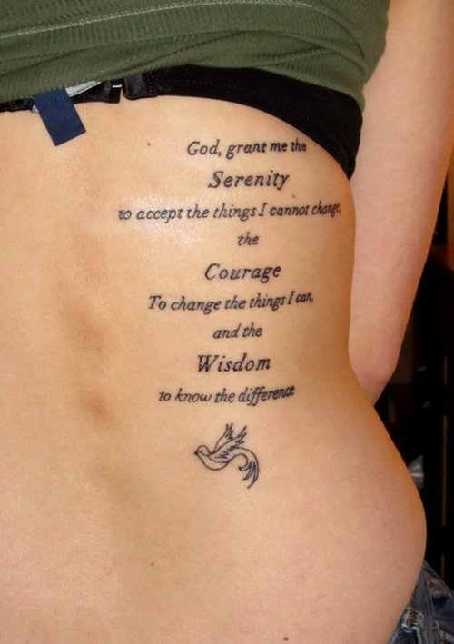 Serenity Courage Wisdom – Side Back Tattoo
