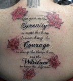 Roses And Lettering Serenity Prayer Tattoo