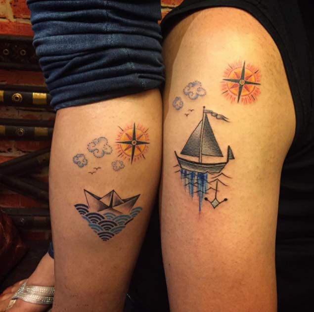 ship couple tattoo