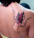 Colorful Butterfly Tattoo Designs on Shoulder for Girls