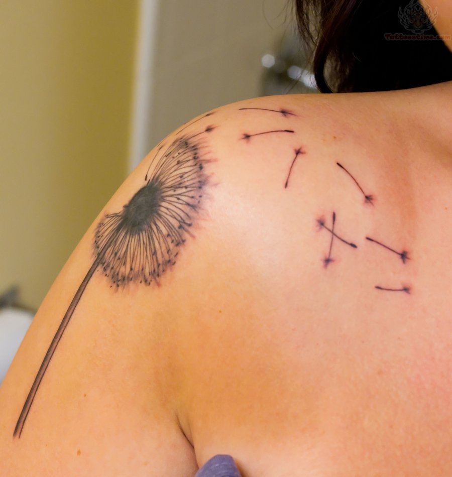 Dandelion Flower Tattoo On Shoulder – Tattoos for Women