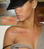 Rihanna's Front Shoulder Lettering Tattoos - Celebrity Tattoos