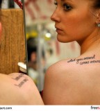 Feminine Lettering Shoulder Tattoos Designs for Women