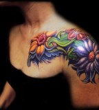 Amaazing Flowers Tattoos for Women - Front Shoulder Flower Tattoos