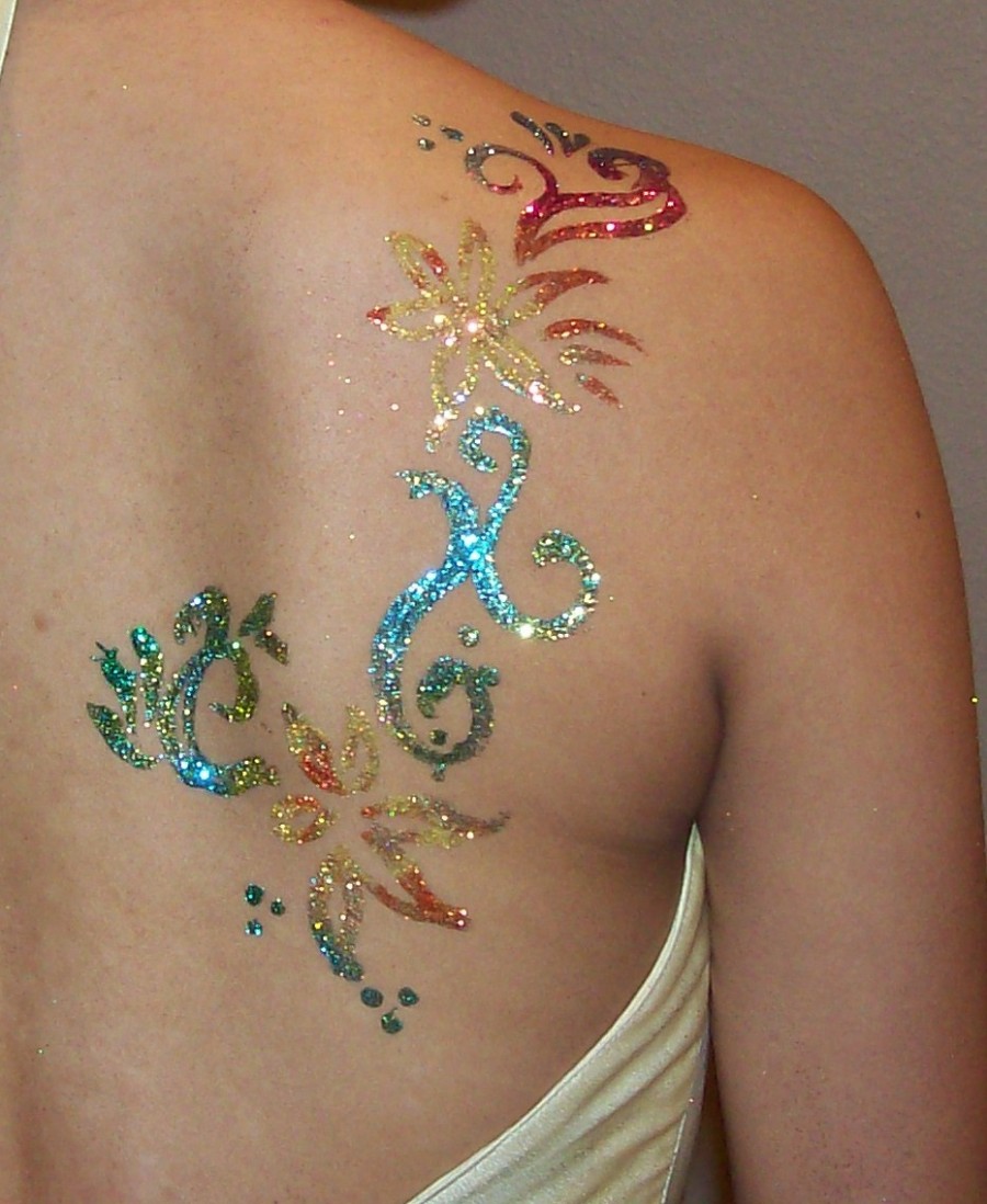 Swirly and Glittery Flower Tattoo – Shoulder Tattoo Designs for Women
