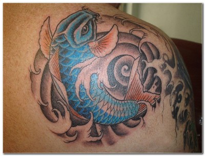 Men Shoulder Tattoo Designs – Koi Fish Tattoo