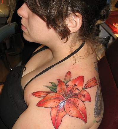 Lily Flower Tattoos Designs For Girls