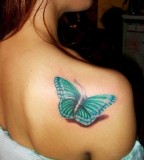 Cute Butterfly Shoulder Tattoo Design For Women