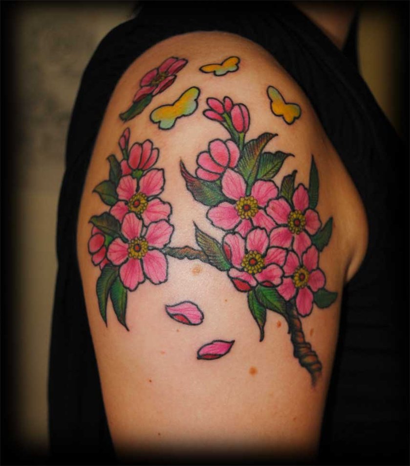 Cherryblossom Shoulder Tattoo for Girl