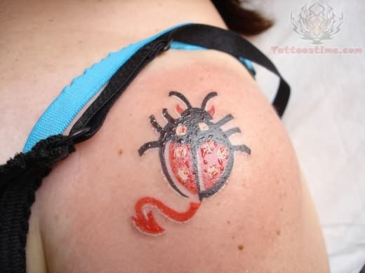 Ladybug Tattoo On Shoulder