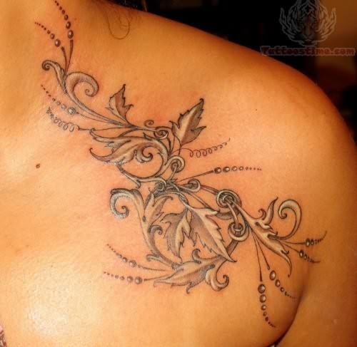 Leaf Tattoos On Shoulder for Woman