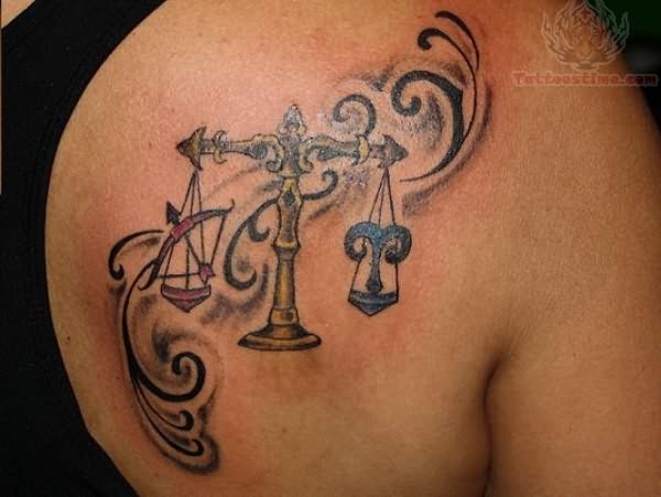Libra Tattoos On Back Shoulder