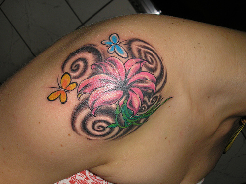 Shoulder Floral Tattoo