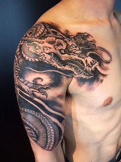 Dragon Head Shoulder Tattoo Designs