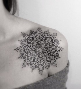 simple shoulder mandala tattoo