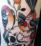 Design Of Bird And Skull Tattoos