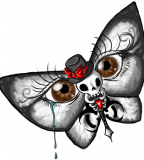 Butterfly / Skull / Eyes Illusion Tattoo Design
