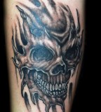 Gorgeous Black Flaming Skull Tattoo Design