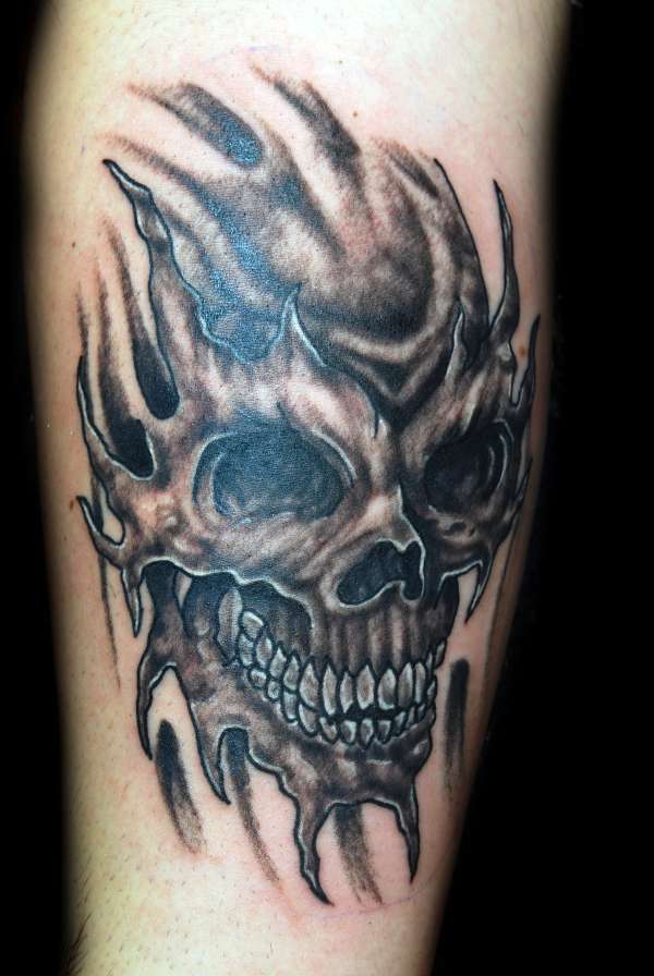 Gorgeous Black Flaming Skull Tattoo Design