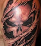 Gorgeous Punisher-Inspired Skull Inside Skin Tattoo Design for Men