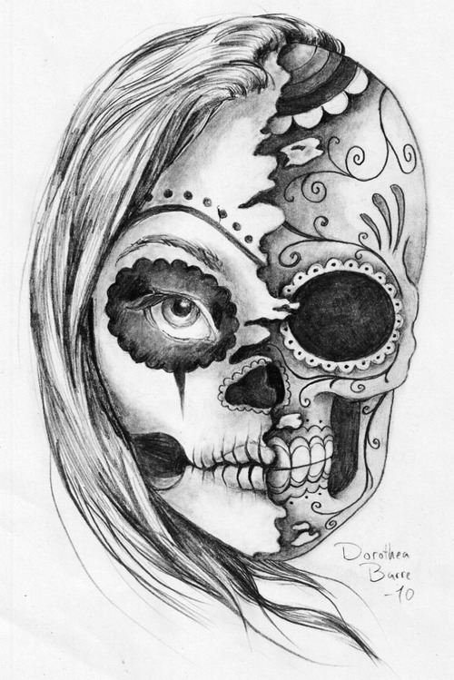 Sugar Skull Tattoo Design Sketch by Dorothea Barre