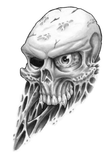Incredible Skull Tattoo Flash Design Sketch