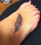 Black Feather Tattoo For Foot