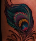 Jeff Gogue Peacock Feather Leg Tattoo 