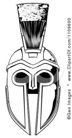 Black And White Spartan Helmet Up Front