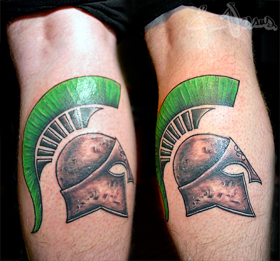 Green Spartan Helmet Calf