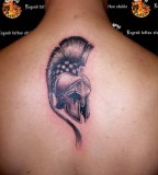 Upper Back Spartan Helmet Tattoo Art