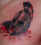 Bloody Spartan Helmet  Tattoo