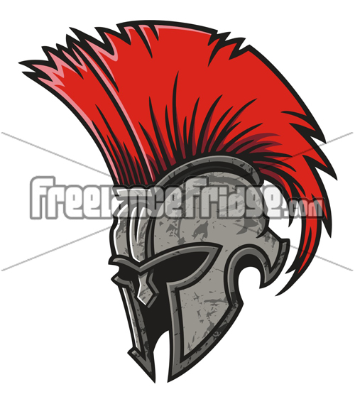 Red Haired Spartan Helmet Tattoo Design