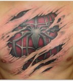 Terrifying Spiderman Chest Tattoo Pictures