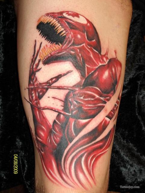 Carnage From Spiderman With Great Details Tattoo