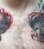 Twin Carnage From Spiderman Chest Tattoo