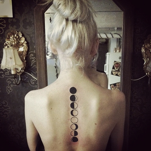 Moon Vertebral Column Tattoo for Women