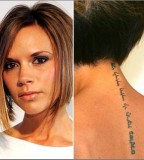Victoria Beckhams Spine Tattoos Writing