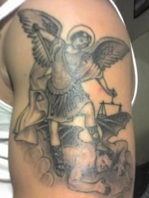 St Michael The Archangel – Upper Arm To Shoulder Tattoo