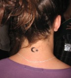 Moon And Star Tattoo On Neck 