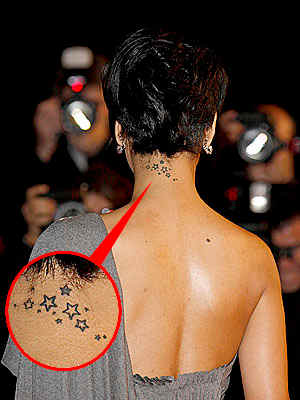 Sexy Rihanna Tattoo Pics Neck And Shoulder