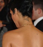 Artistic Rihanna Stars Tattoo Design On Neck