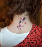 Neck Tattoos Flowers and Butterfly