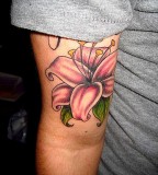New Stargazer Lily Tattoo On Thigh For Man