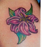 Simple Purple Lily Flower  Tattoo Design